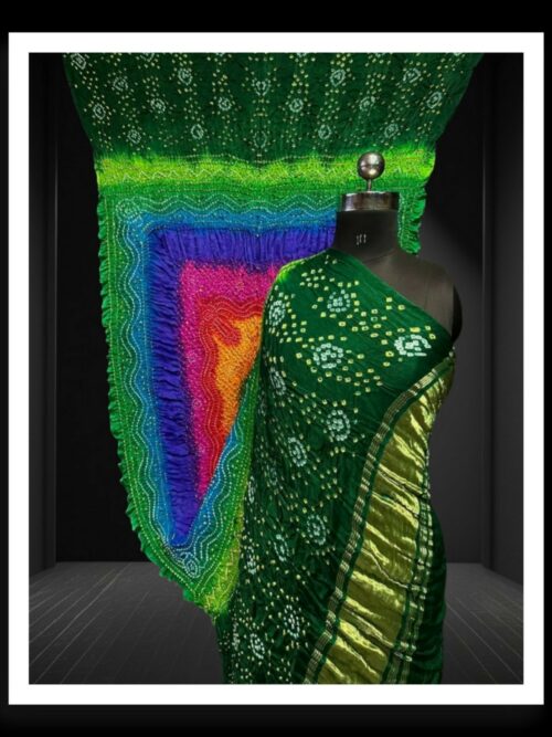 Pure Gaji Silk Bandhani Multi Color Dupatta