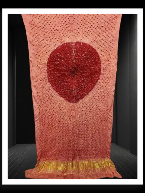Pure Modal Silk Bandhani Shibori Dupatta Peach Red