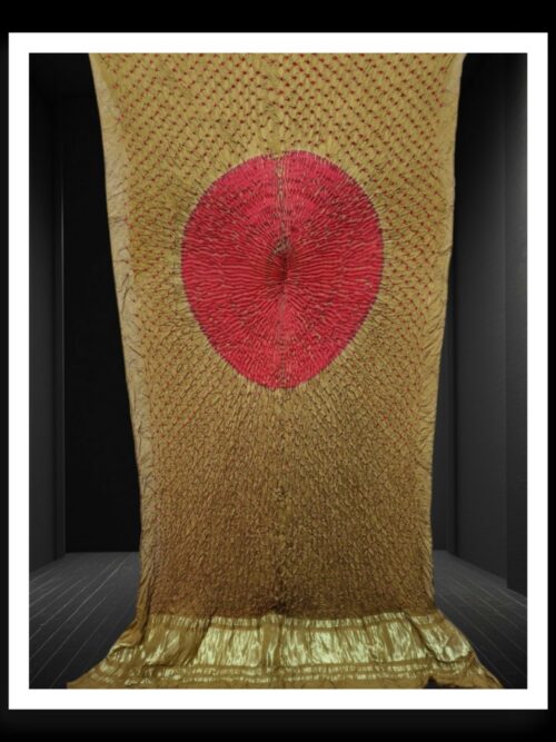 Pure Modal Silk Bandhani Shibori Dupatta Khaki Red