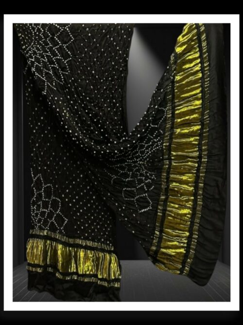 Black Makdi Bandhani Dupatta Pure Modal Silk