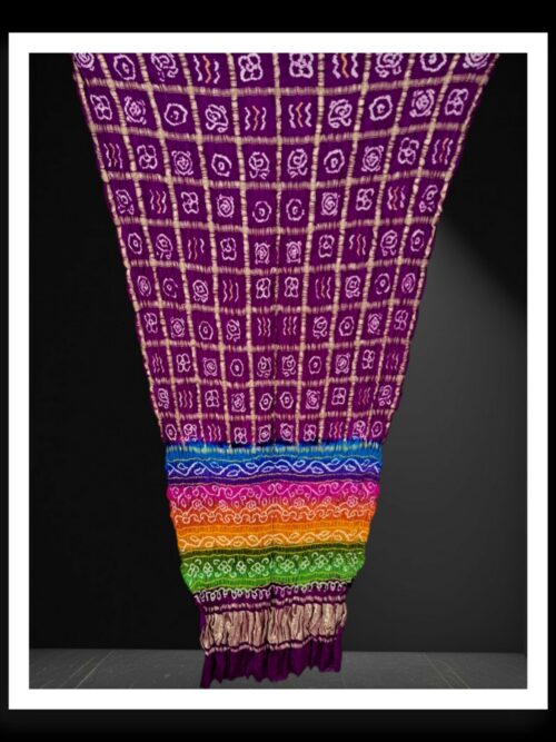 Pure Gaji Silk Gharchola Bandhani Saree Multi Purple