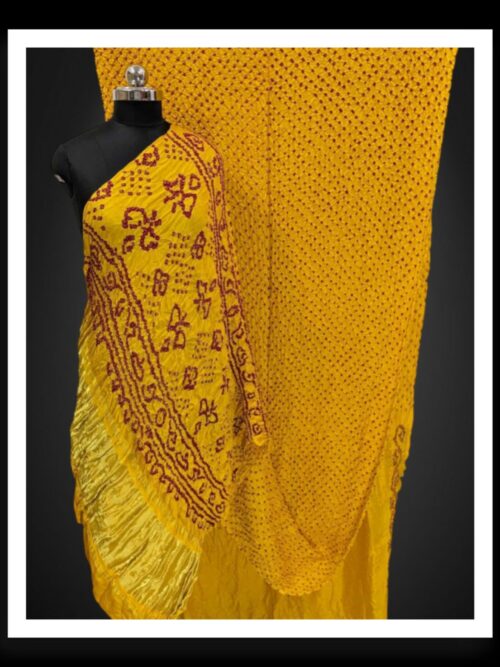Yellow Pure Gaji Silk Rai Dani Bandhani Saree