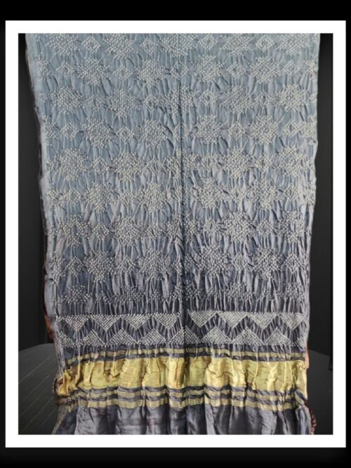 Pure Gaji Silk Rai Dani Bandhani Dupatta Grey