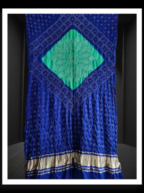 Pure Gaji Silk Rai Dani Bandhani Dupatta Blue Rama