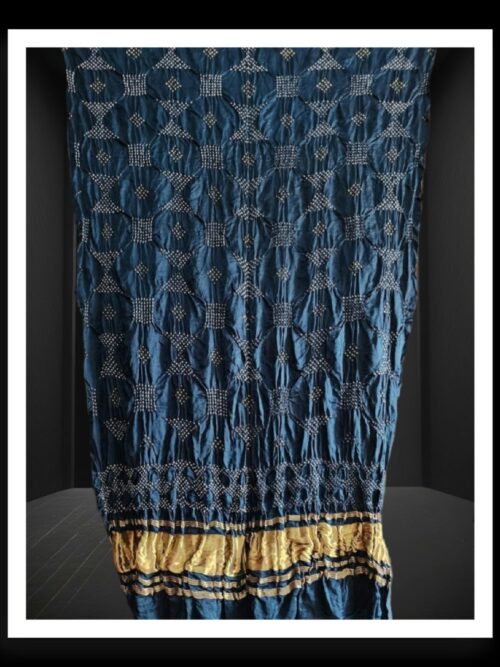 Pure Gaji Silk Rai Dani Bandhani Dupatta Navy