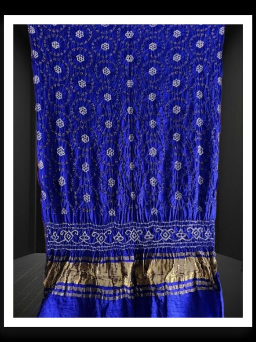 Pure Gaji Silk Rai Dani Bandhani Dupatta Blue