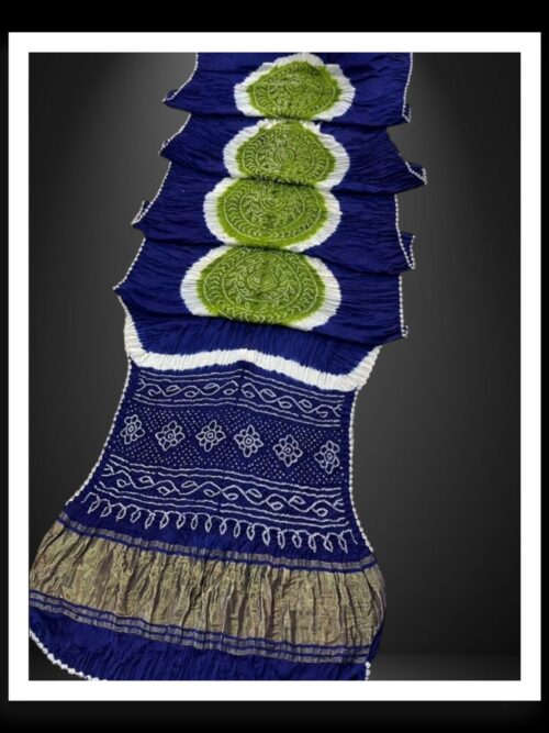 Blue Parrot Ras Mandal Bandhani Saree Modal Silk