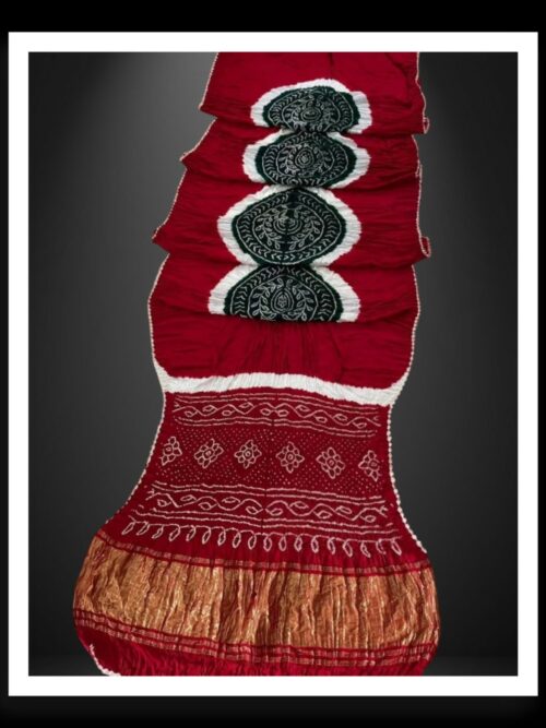 Red Black Ras Mandal Bandhani Saree Modal Silk
