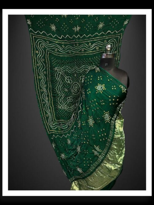 Green Chandrakhani Bandhani Dupatta Pure Gaji Silk