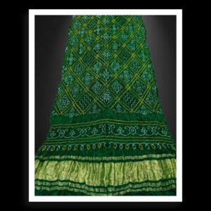 Pure Gaji Silk Bavan Barg Bandhani Dupatta Green With Lagdi Patto