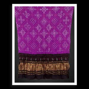 Bavan Barg Rai Bandhani Dupatta Pure Gaji Silk | Magenta & Black