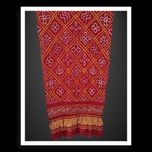 Pure Gaji Silk Bavan Barg Bandhani Dupatta With Lagdi Patto