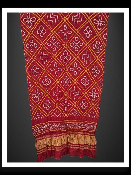 Pure Gaji Silk Bavan Barg Bandhani Dupatta With Lagdi Patto