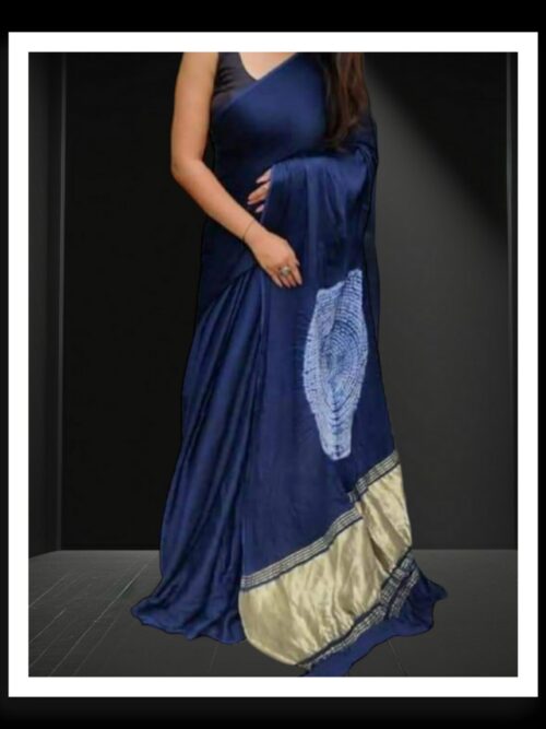 Blue Modal Silk Shibori Saree | Handcrafted Tie-Dye