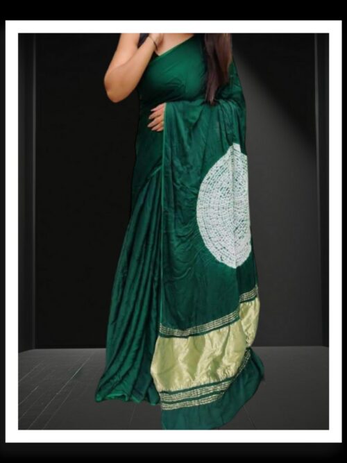 Green Modal Silk Shibori Saree | Handcrafted Tie-Dye