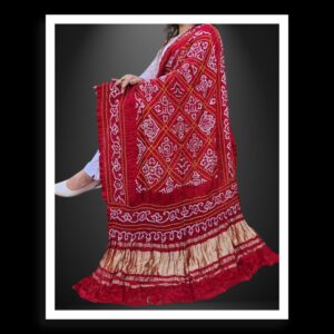 Pure Gaji Silk Red Bavan Barg Bandhani Dupatta | Bridal Collection
