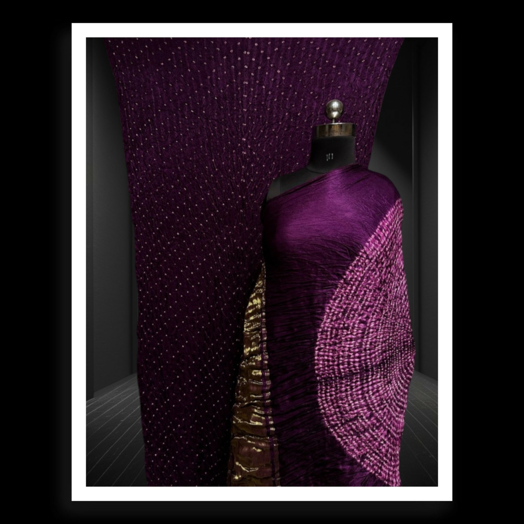 Magenta Modal Silk Shibori Saree | Handcrafted Tie-Dye - Image 2