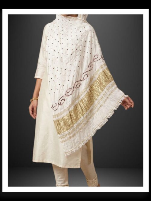 Pure Gaji Silk Red Rai Dana Bandhej Dupatta | Traditional Bandhani Chunni