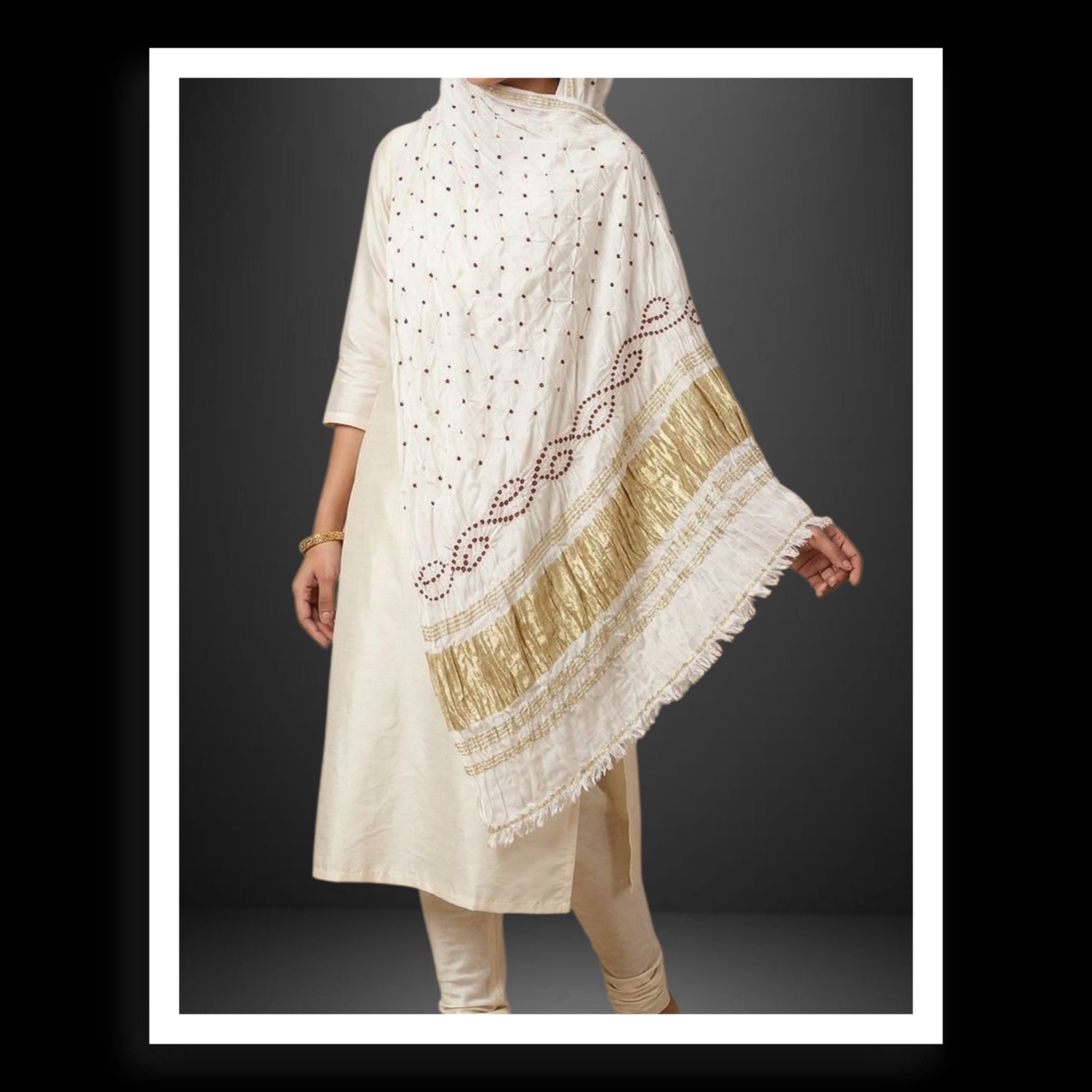 Pure Gaji Silk Red Rai Dana Bandhej Dupatta | Traditional Bandhani Chunni
